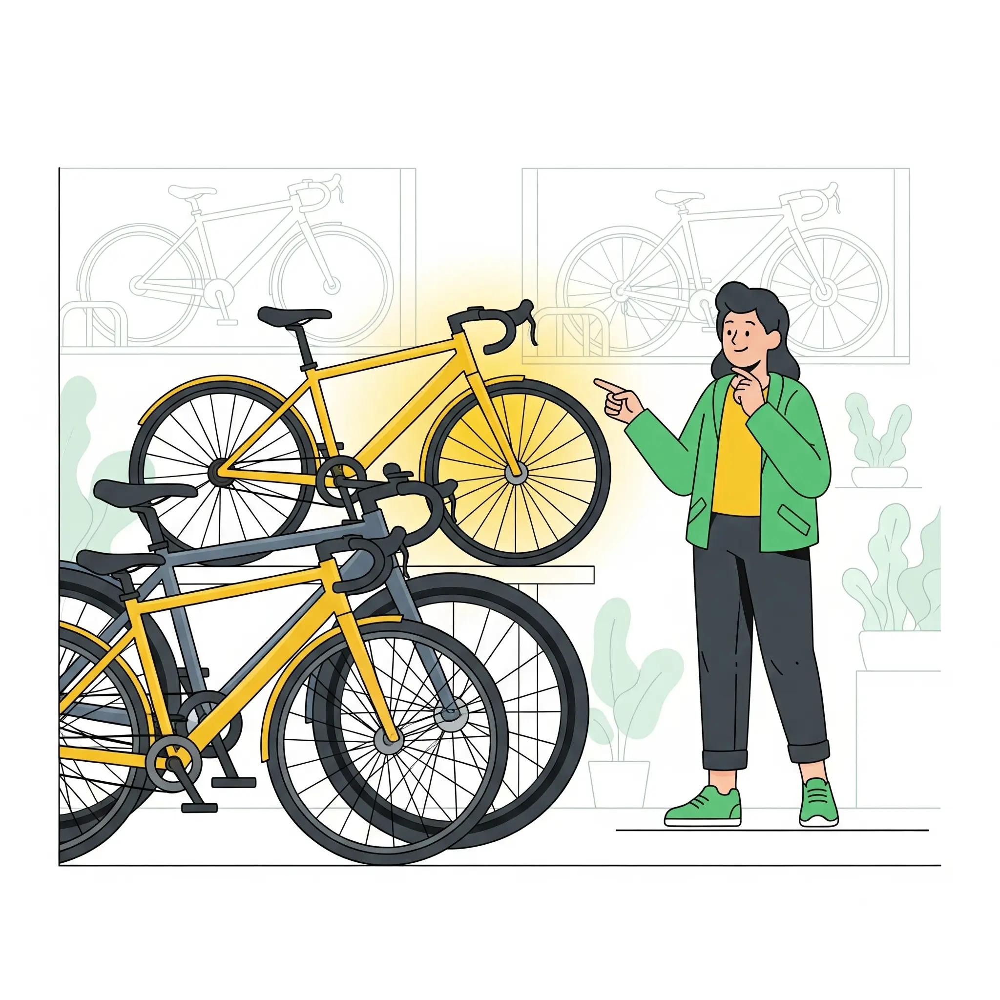 Persoon kiest een fiets die bij haar past